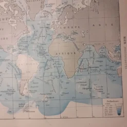 Ancienne carte des océans de 1922