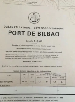 Ancienne carte marine de Bilbao Espagne