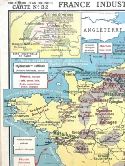 Ancienne carte scolaire Hatier Brunhes 32, 1940 - France minérale