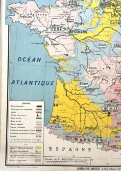 Ancienne carte scolaire Hatier Brunhes 32, 1940 - France minérale