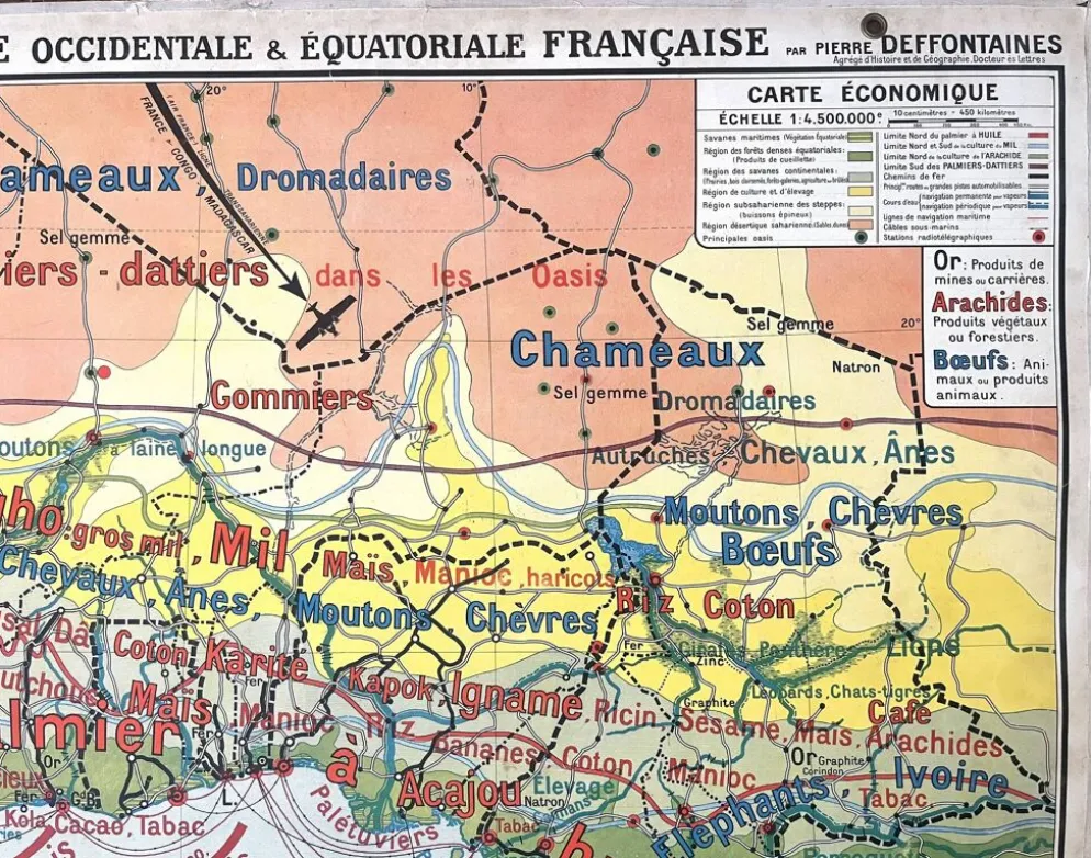 Ancienne carte scolaire Hatier 51, 1930, Afrique occidentale équatoriale