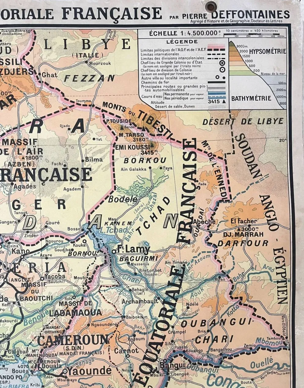 Ancienne carte scolaire Hatier 51, 1930, Afrique occidentale équatoriale