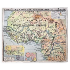 Ancienne carte scolaire Hatier 51, 1930, Afrique occidentale équatoriale