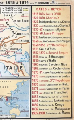 Ancienne carte scolaire Hatier Briard 63, 1950 - France 1815 à 1914 (Rép