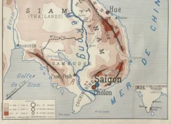 Ancienne carte scolaire Rossignol Nalliers, 1950 - Indochine, Madagascar