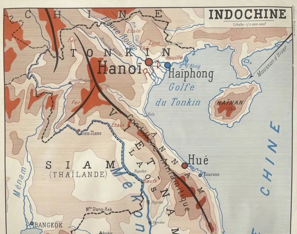 Ancienne carte scolaire Rossignol Nalliers, 1950 - Indochine, Madagascar