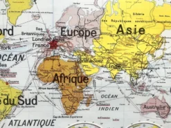 Ancienne carte scolaire Vidal-Lablache 322, 1960 - Planisphère monde, Out