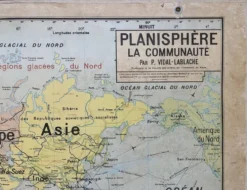 Ancienne carte scolaire Vidal-Lablache 22, 1958 - Planisphère, colonies