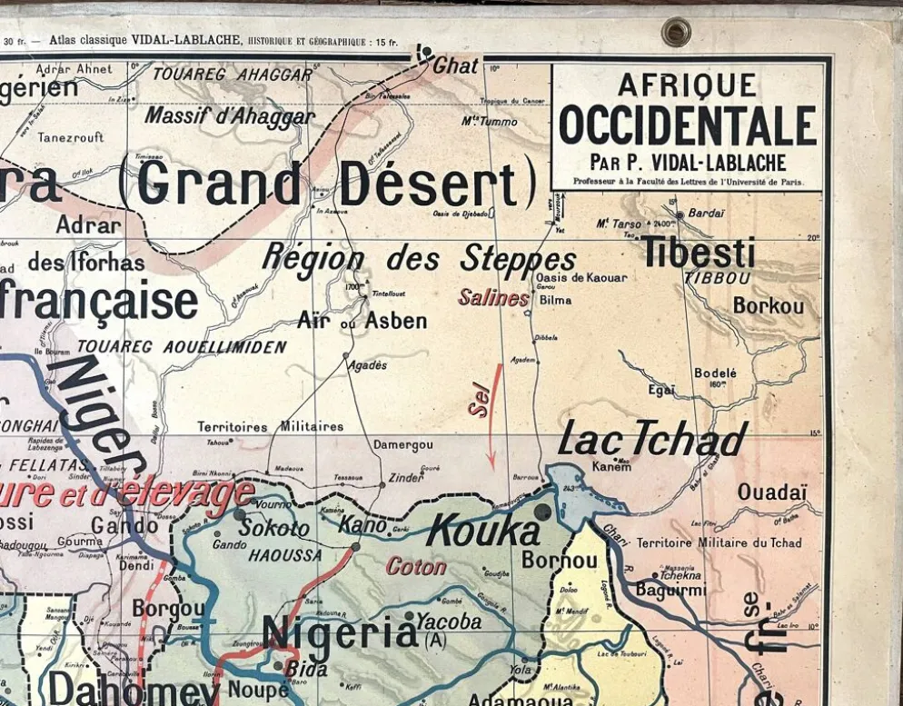 Ancienne carte scolaire Vidal-Lablache 37, T10, 1914 - Afrique occidentale