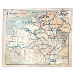 Ancienne carte scolaire Vidal Lablache 6, Mézières, T36, 1910 France Canaux