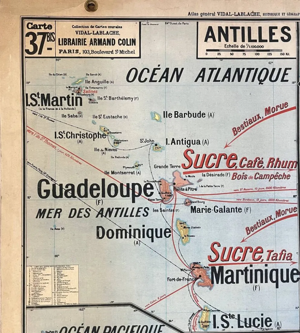 Ancienne carte scolaire Vidal-Lablache 37, T36, 1930 Afrique occidentale