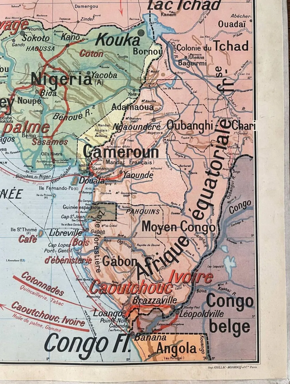 Ancienne carte scolaire Vidal-Lablache 37, T36, 1930 Afrique occidentale