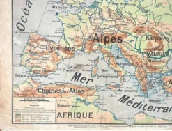 Ancienne carte scolaire Vidal-Lablache Mézières 12, T33, 1910 Europe relief