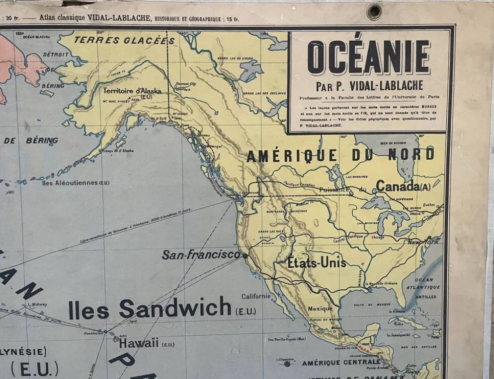 Ancienne carte scolaire Vidal-Lablache 21, Mézières T15, 1900 Océanie