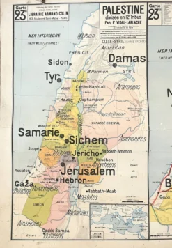 Ancienne carte scolaire Vidal-Lablache 23, 1940, T52 - Orient Palestine
