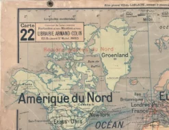 ancienne carte scolaire vidal-lablache 22, 1914 planisphère colonies