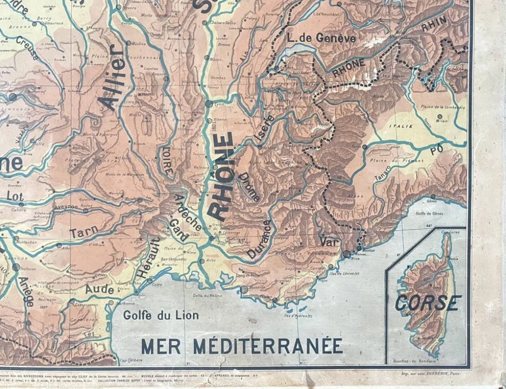 Ancienne carte Vidal Lablache 2, Mézières, T46, 1910 - France Cours d'eau