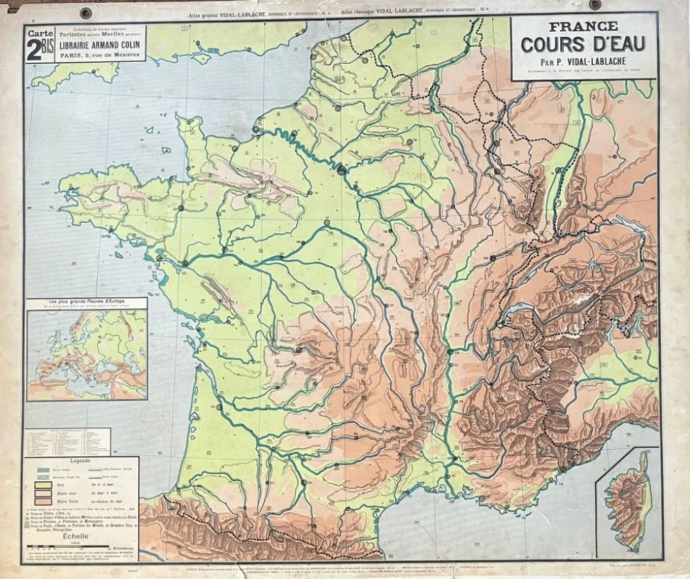 Ancienne carte Vidal Lablache 2, Mézières, T46, 1910 - France Cours d'eau