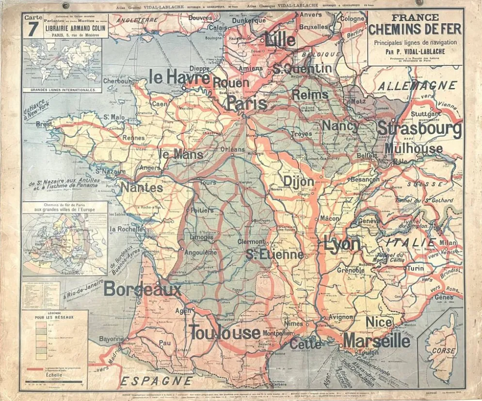 Ancienne carte Vidal-Lablache 7, Mézières, T41, 1900 - France Trains