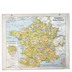Ancienne carte Vidal-Lablache 301, 1950 - France, départements, fleuves