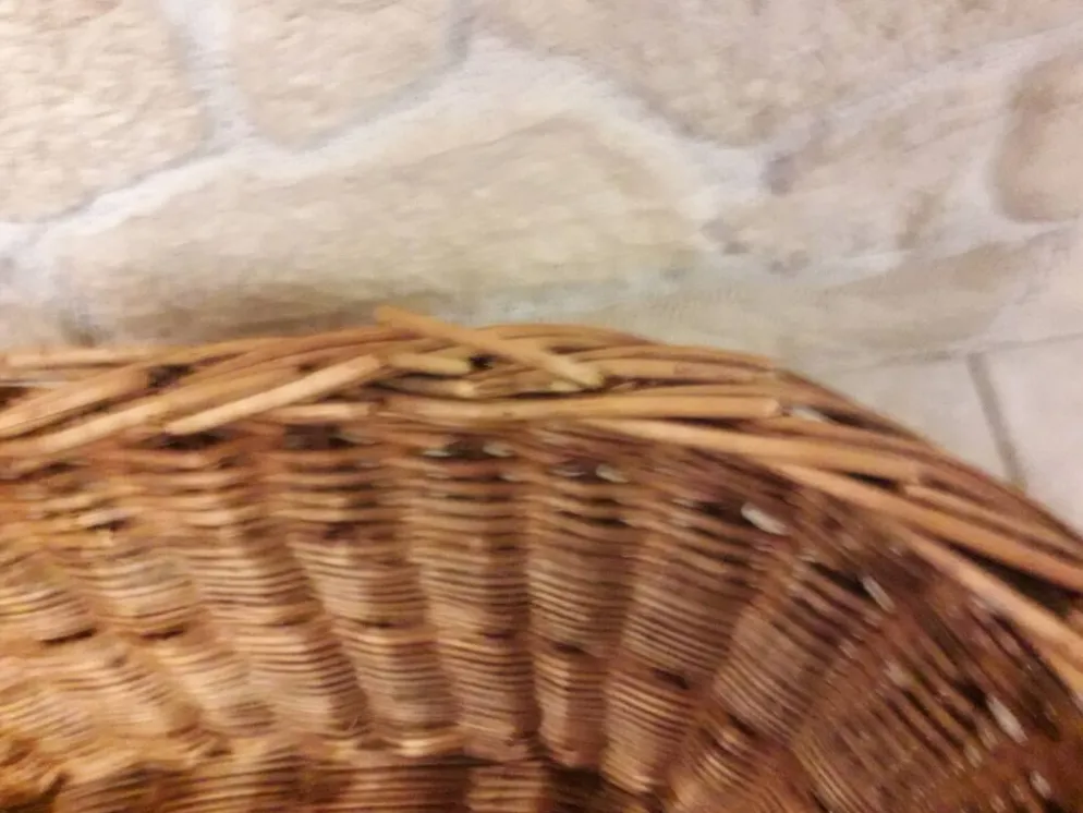 Ancienne corbeille osier ovale avec poignées