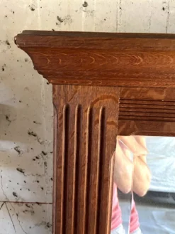 Ancienne glace de cheminée en bois - fin XIXe / début XXe