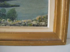 Ancienne huile sur carton d'un paysage marin et côtier signé H.Walter