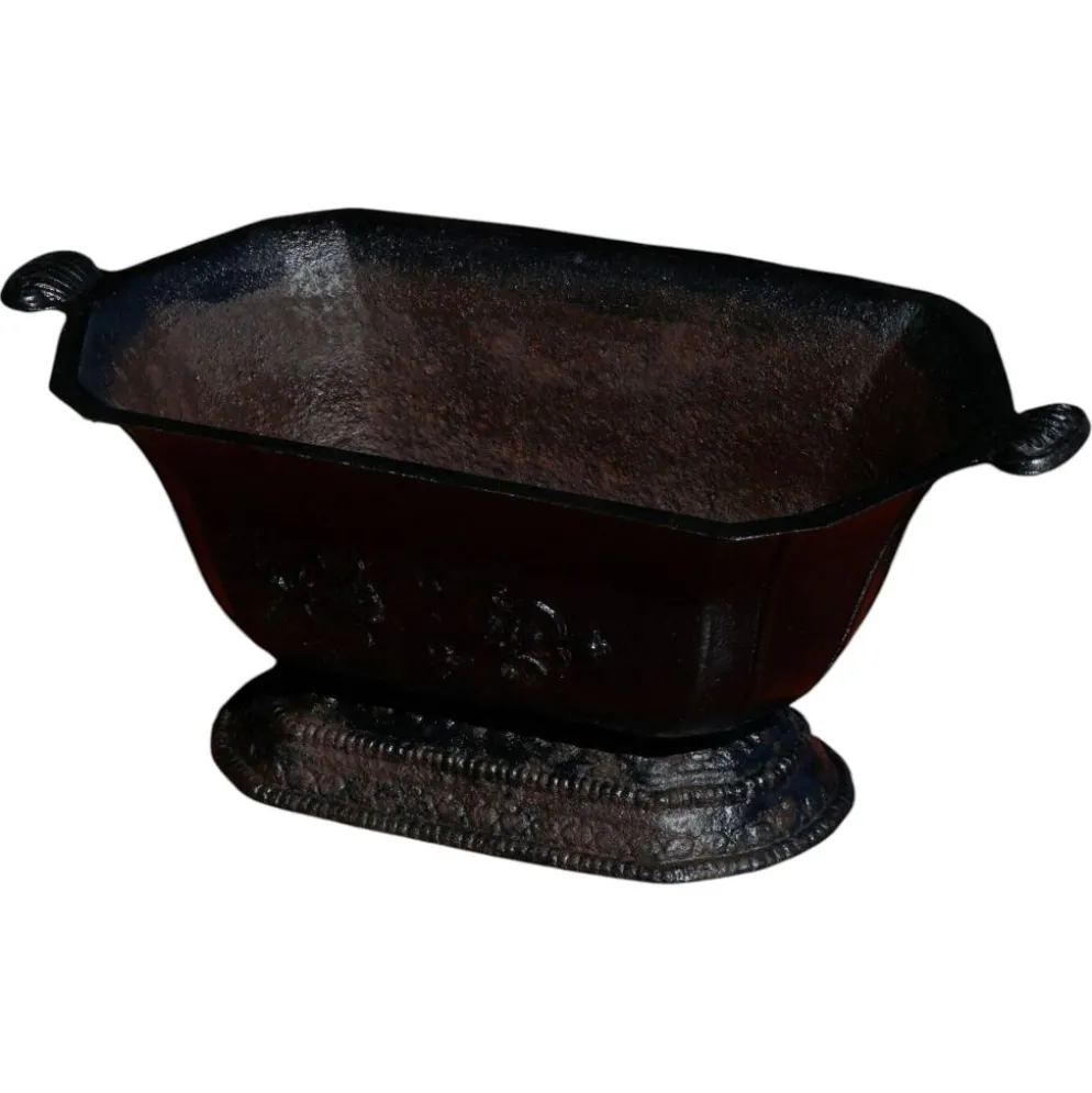 Ancienne jardinière en fonte avec poignées, française, années 1900-1920