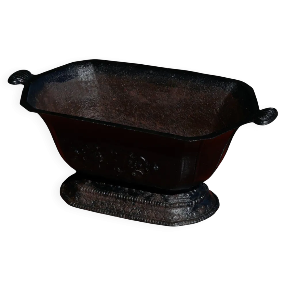 Ancienne jardinière en fonte avec poignées, française, années 1900-1920