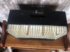Ancienne petite cage a oiseaux caoa bois + métal + bac plastique vintage