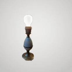 Ancienne petite lampe oeuf métal crème/métal doré goût maison charles annee