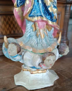 Ancienne petite sculpture en bois, Vierge Immaculée, Amérique du Sud, XIXe siècle