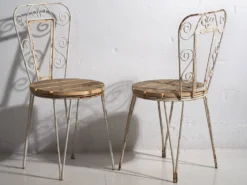Anciennes chaises d’extérieur blanches (vers 1920). Ensemble de 4 pièces