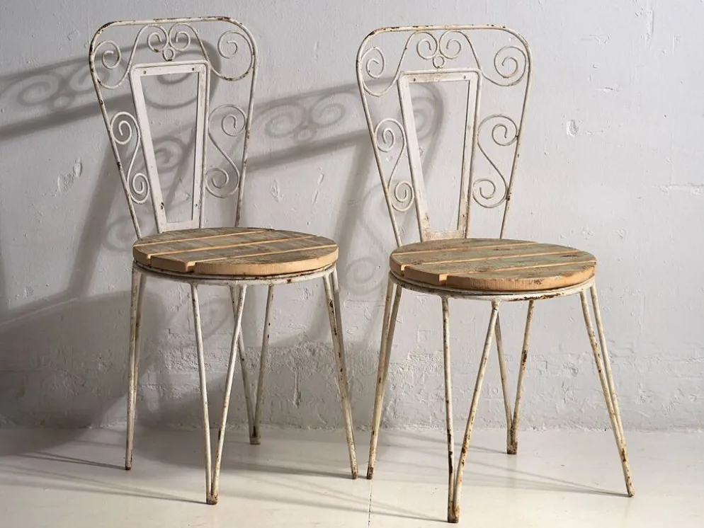 Anciennes chaises d’extérieur blanches (vers 1920). Ensemble de 4 pièces
