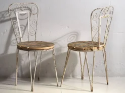 Anciennes chaises d’extérieur blanches (vers 1920). Ensemble de 4 pièces
