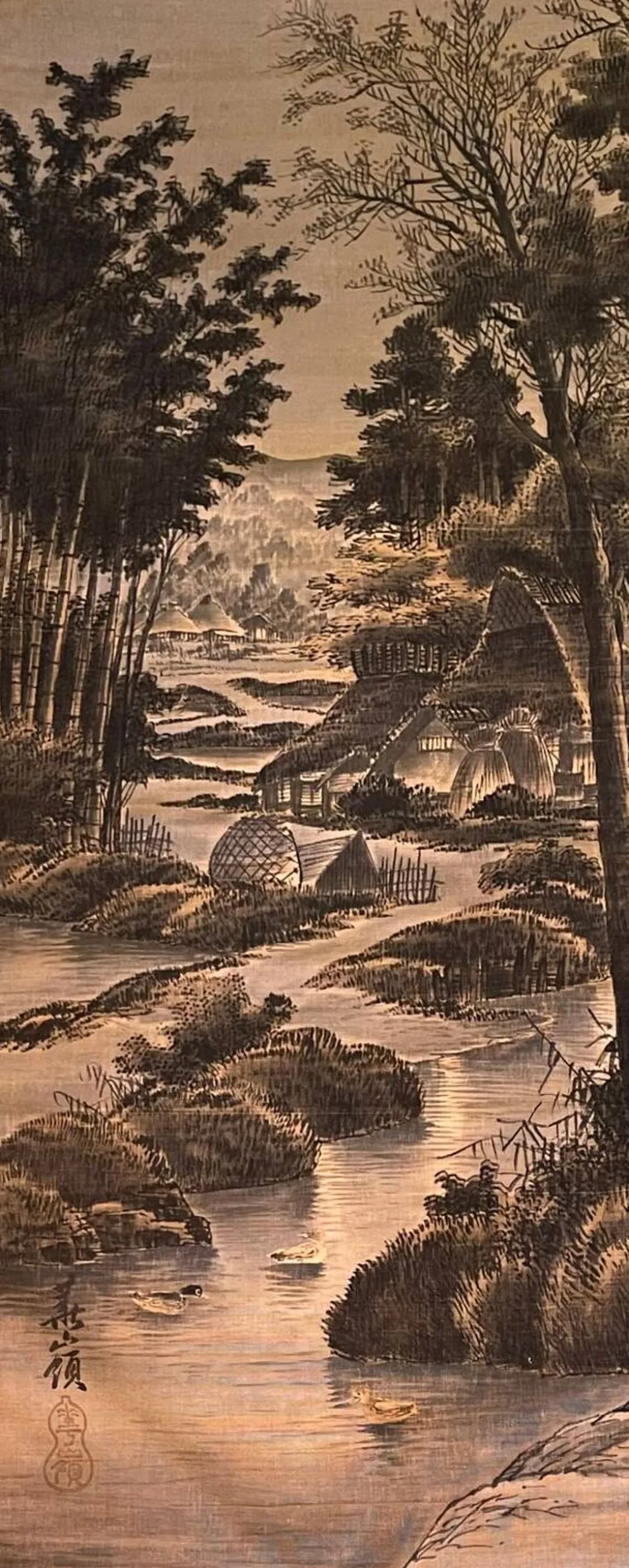 Ancienne tapisserie tenture velours Asie Japon XIXe XXe