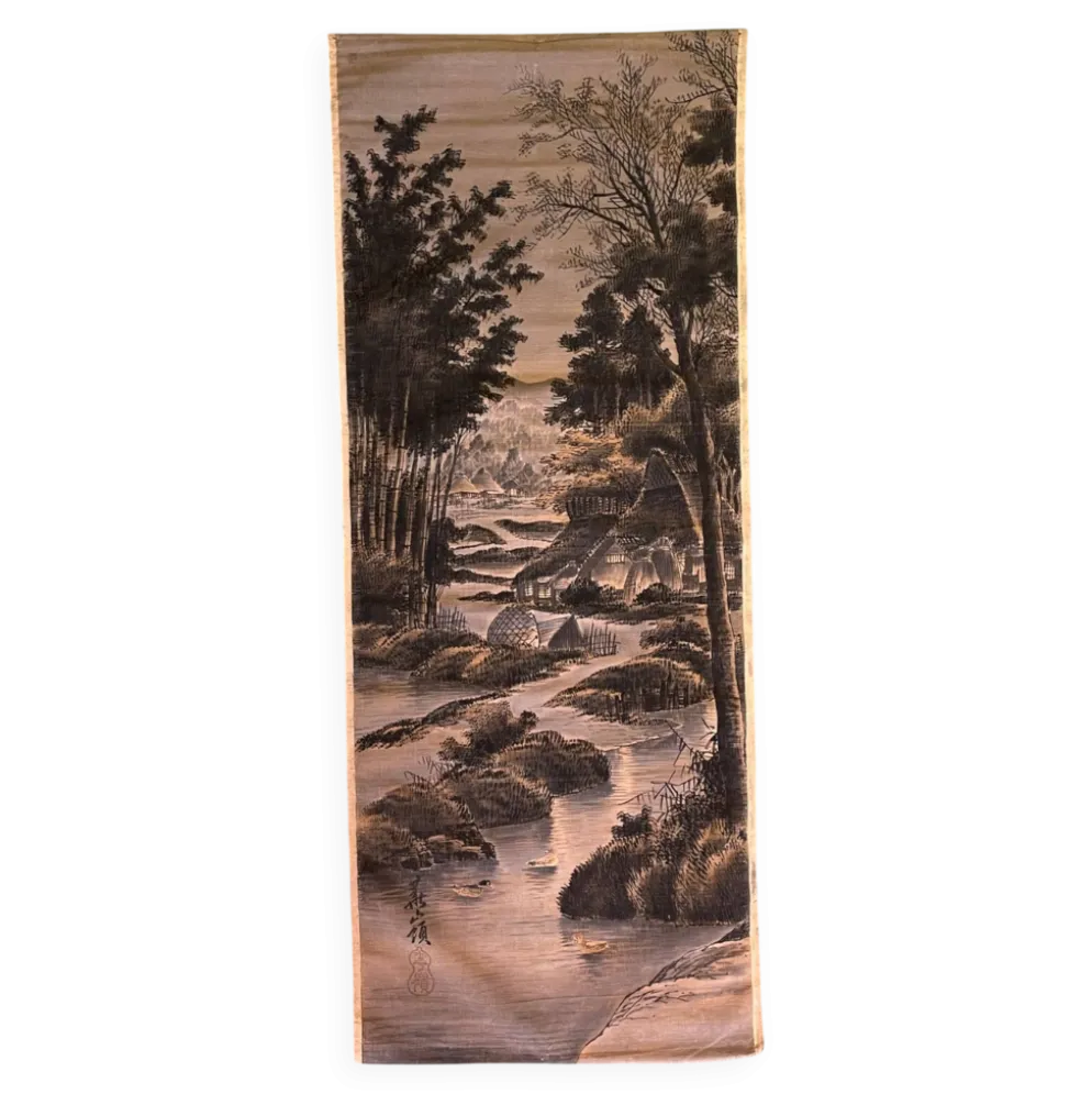 Ancienne tapisserie tenture velours Asie Japon XIXe XXe