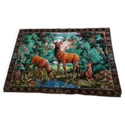 Ancienne Tenture Murale Tapisserie Thème Chasse 118 X 170 Cm