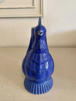 Ancienne verseuse coq bleu cobalt