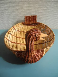 ancien panier corbeille canard rotin osier vintage basket rattan wicker