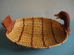 ancien panier corbeille canard rotin osier vintage basket rattan wicker