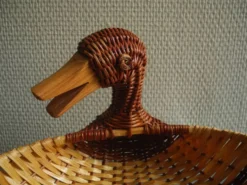 ancien panier corbeille canard rotin osier vintage basket rattan wicker