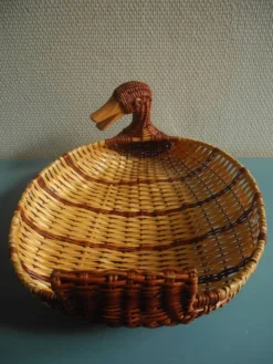 ancien panier corbeille canard rotin osier vintage basket rattan wicker