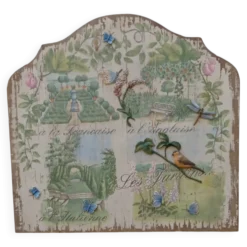 Ancien panneau decoratif en bois sculpte sur l'art des jardins en europe