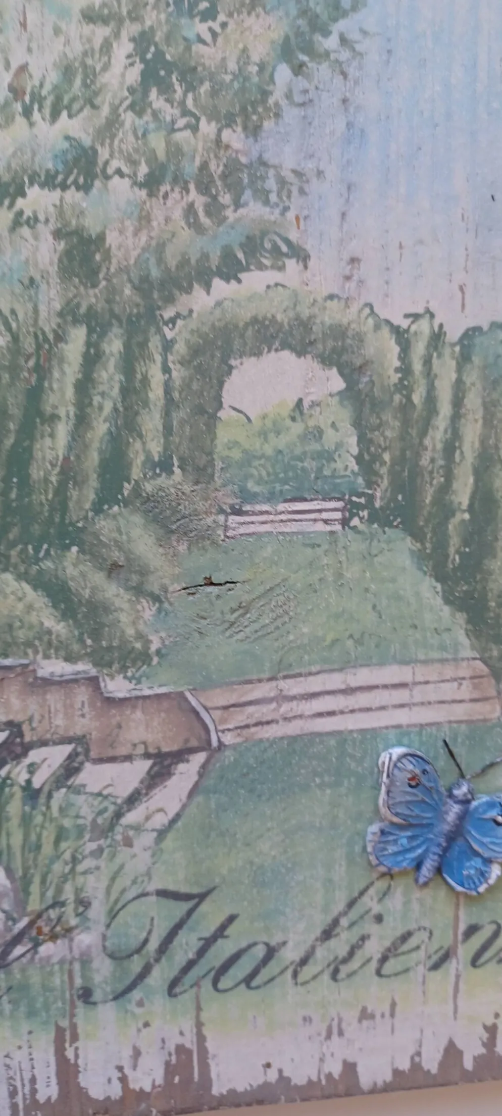 Ancien panneau decoratif en bois sculpte sur l'art des jardins en europe