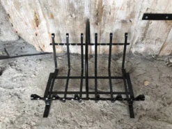 Ancien porte bûches cheminée fer forgé noir vintage #a574