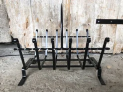 Ancien porte bûches cheminée fer forgé noir vintage #a574