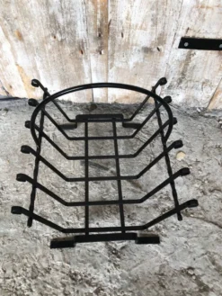Ancien porte bûches cheminée fer forgé noir vintage #a574