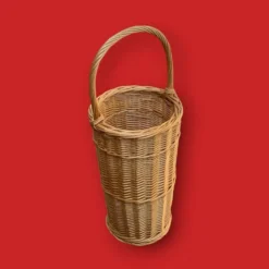 Ancien porte-parapluie en osier tressé – fabrication artisanale - années 70