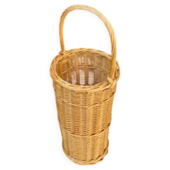 Ancien porte-parapluie en osier tressé – fabrication artisanale - années 70